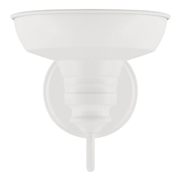 Hampton Bay 1006 330 588 | Elmcroft 7.63 in. 1-Light Designer White Farmhouse Wall Sconce with Metal Shade