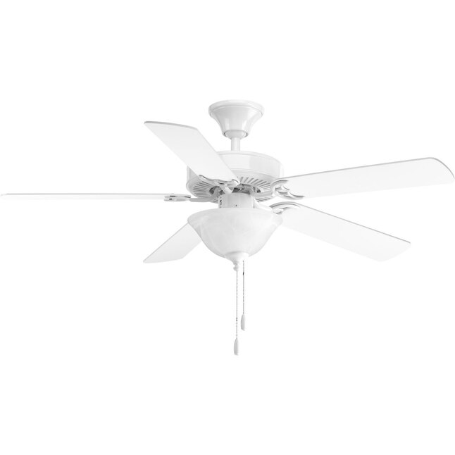 Progress Lighting P2501-30W | AirPro Builder 52-in Downrod or Flush Mount White with White Blades Ceiling Fan Light Kit Compatible ( 5 -Blade )