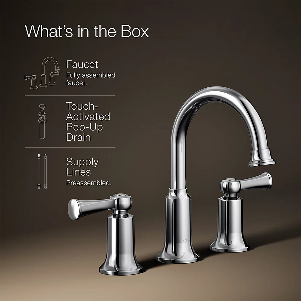 Kohler R21187-4D-CP | Aderlee Widespread Bathroom Sink Faucet, 1.2 gpm in Polished Chrome