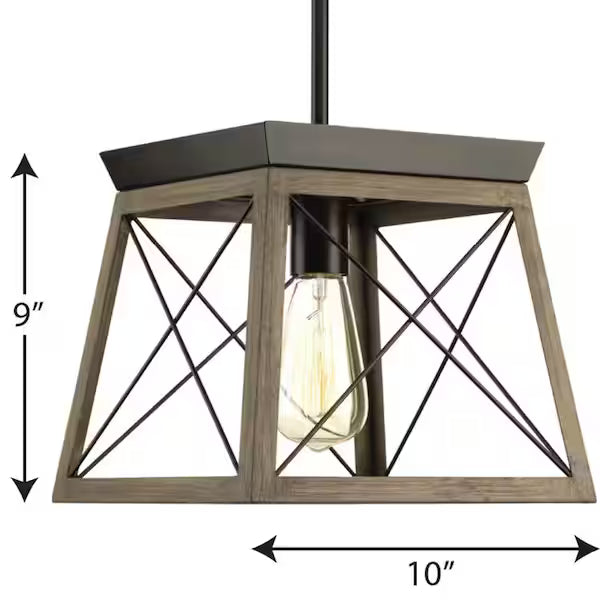 Progress Lighting P50041-020 | Briarwood Collection 1-Light Antique Bronze Kitchen Farmhouse Mini-Pendant Hanging Light