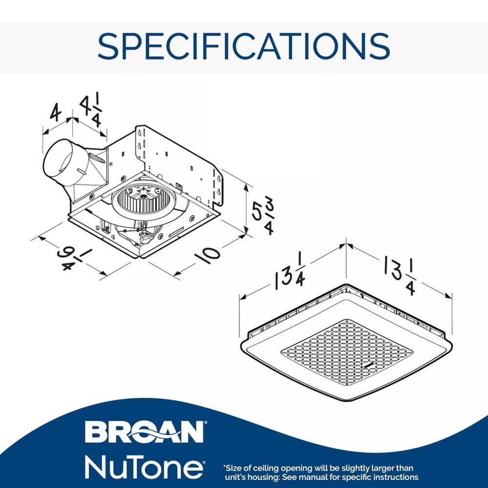 Broan-NuTone AERN110RGBL | ChromaComfort 110 CFM Ceiling Bathroom Exhaust Fan w/ Customizable Multi-Color LEDs and Smart Phone App