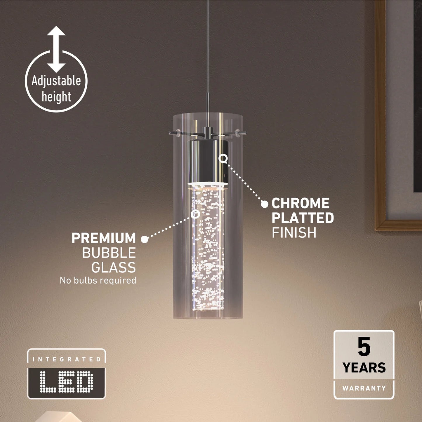 Artika OME1LB-BL | Essence LED Pendant Light in Chrome Finish