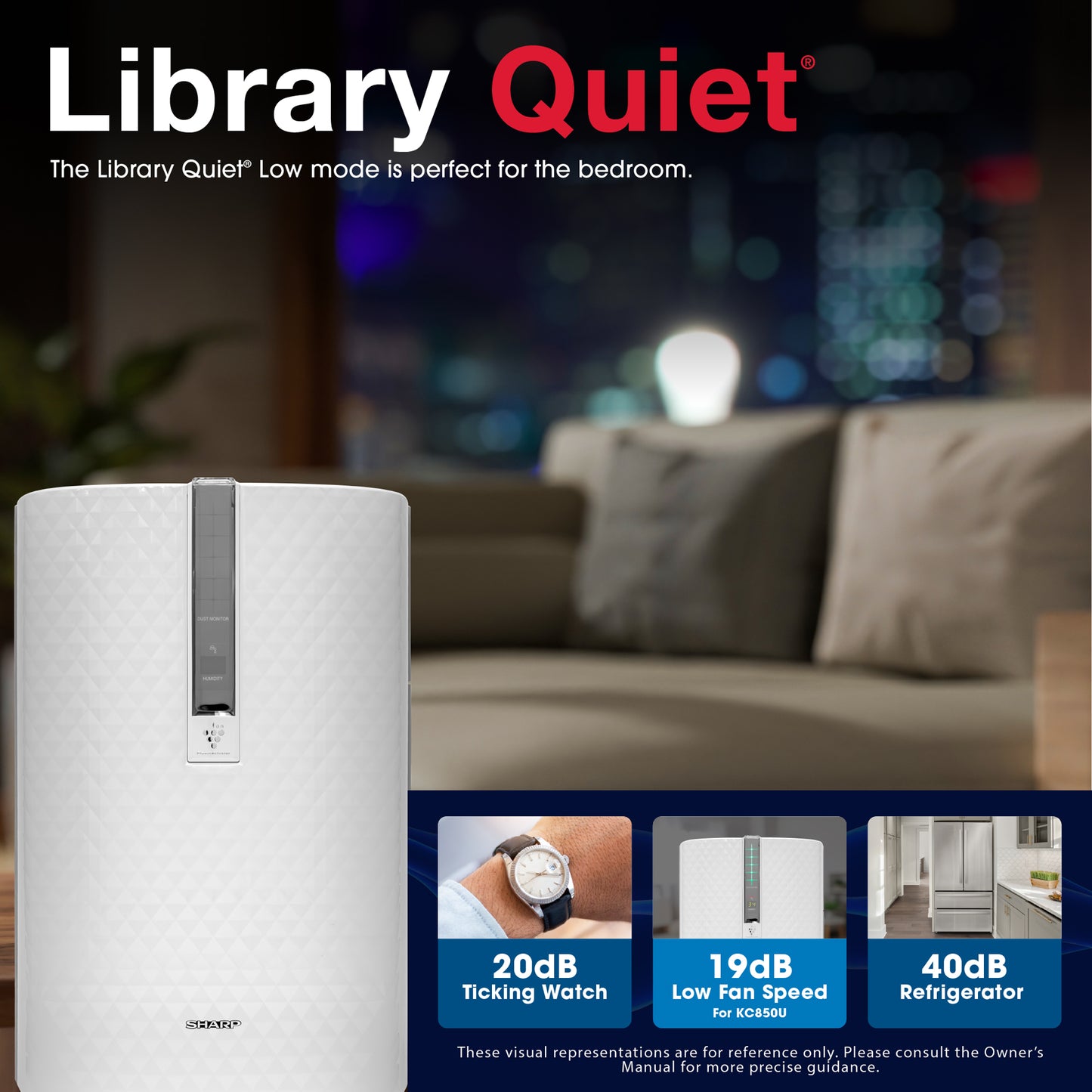 Sharp Plasmacluster Ion Air Purifier with True HEPA + Humidifier for Medium Rooms (KC850U)
