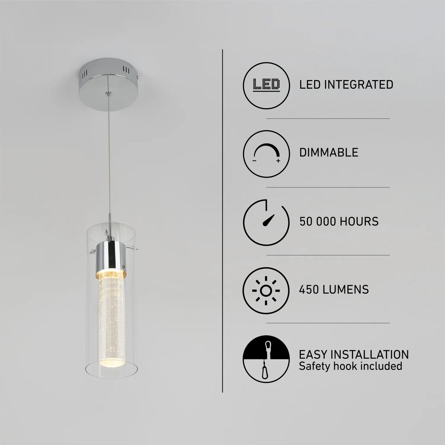 Artika OME1LB-BL | Essence LED Pendant Light in Chrome Finish