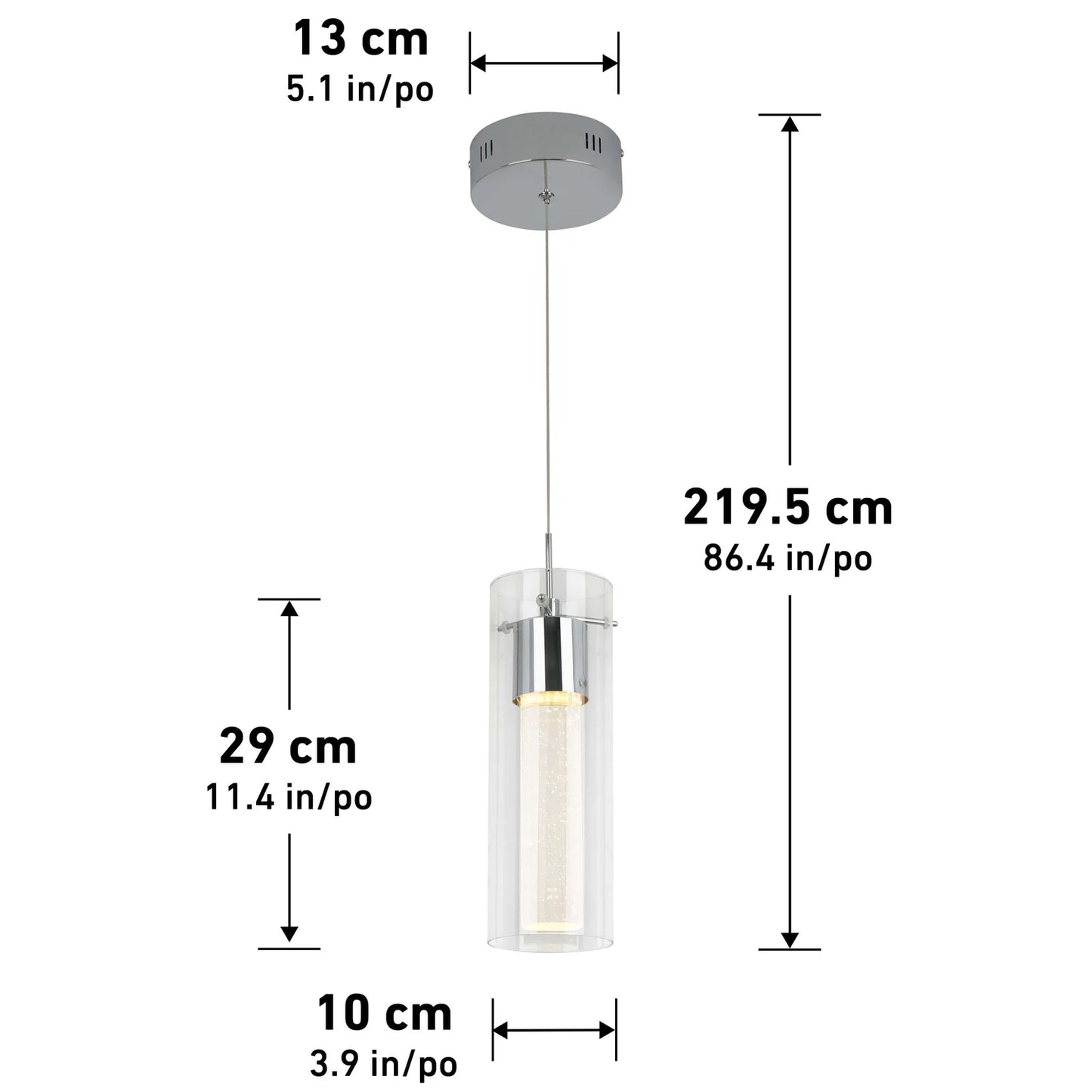 Artika OME1LB-BL | Essence LED Pendant Light in Chrome Finish