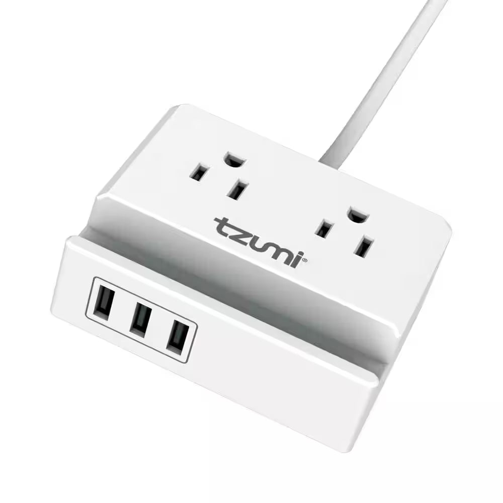 Tzumi 8447HD | Power Dock 2-Outlet Multi-Port Surge Protector and Phone Stand