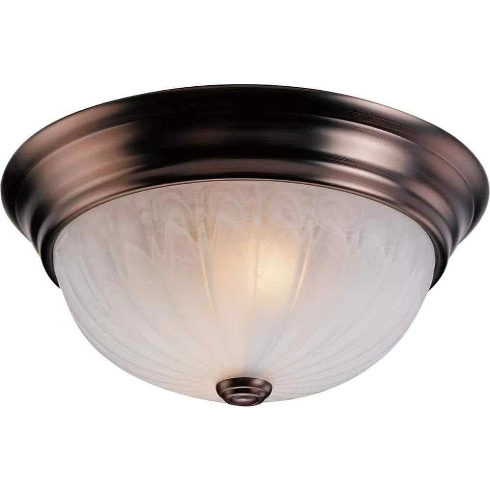 Volume Lighting Marti 3-Light Indoor Antique Bronze Flush Mount Ceiling Fixture with Alabaster Melon Glass Bowl