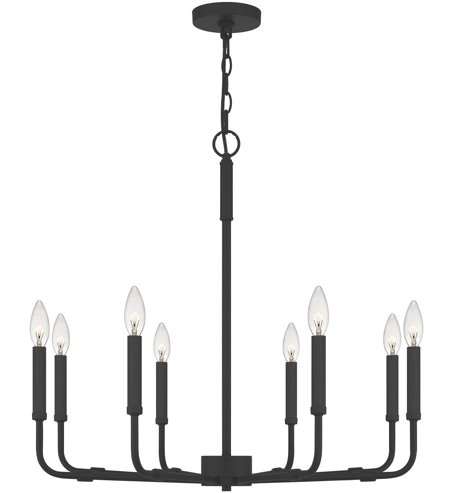 Quoizel ABR5028MBX | Abner 8 Light 28 inch Matte Black Chandelier Ceiling Light