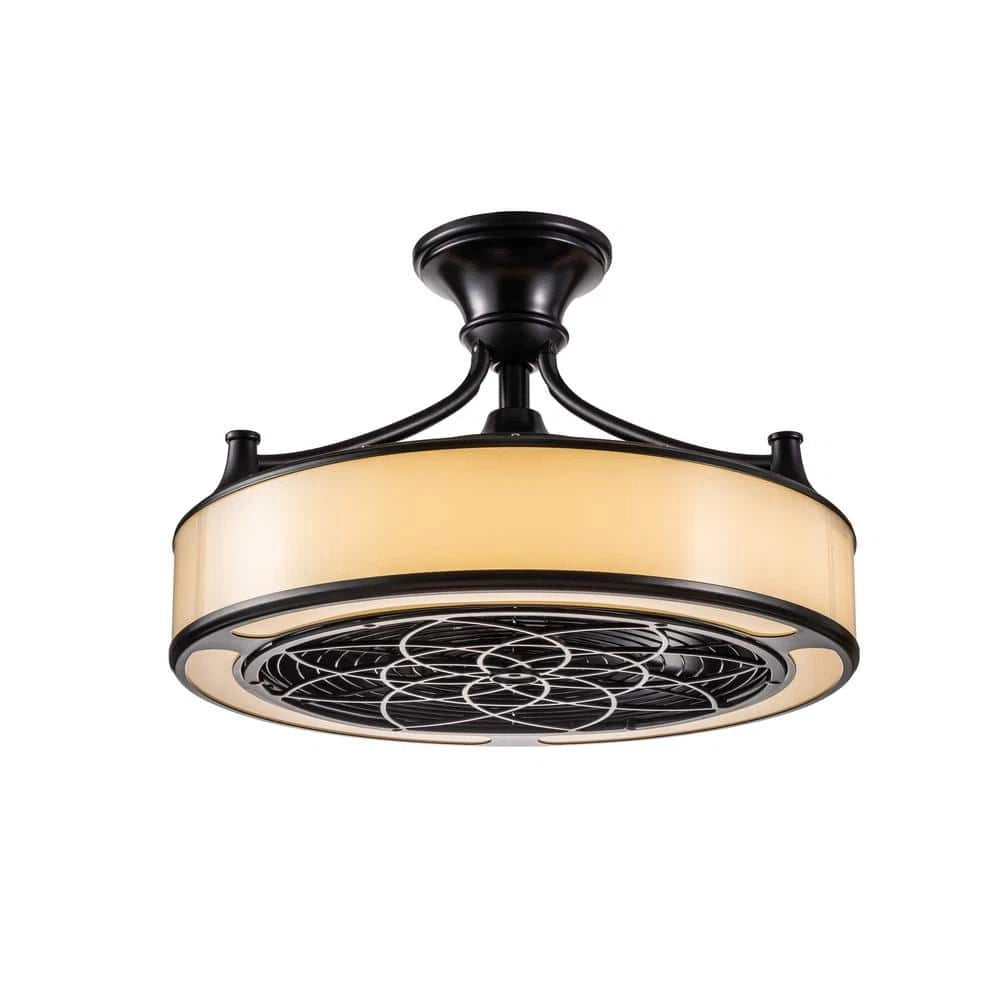 Home Decorators Collection 1005 818 915 | Windara 22 in. LED Indoor/Covered Outdoor Black Ceiling Fan