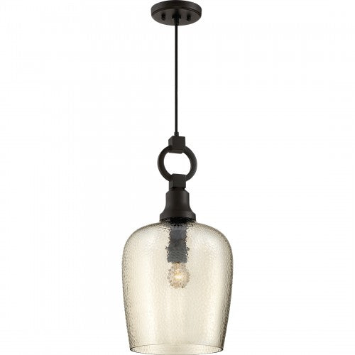 Quoizel CKKD1512WT | Kendrick Single Light 11-1/2" Wide Pendant with Smoked Hammered Glass Shade