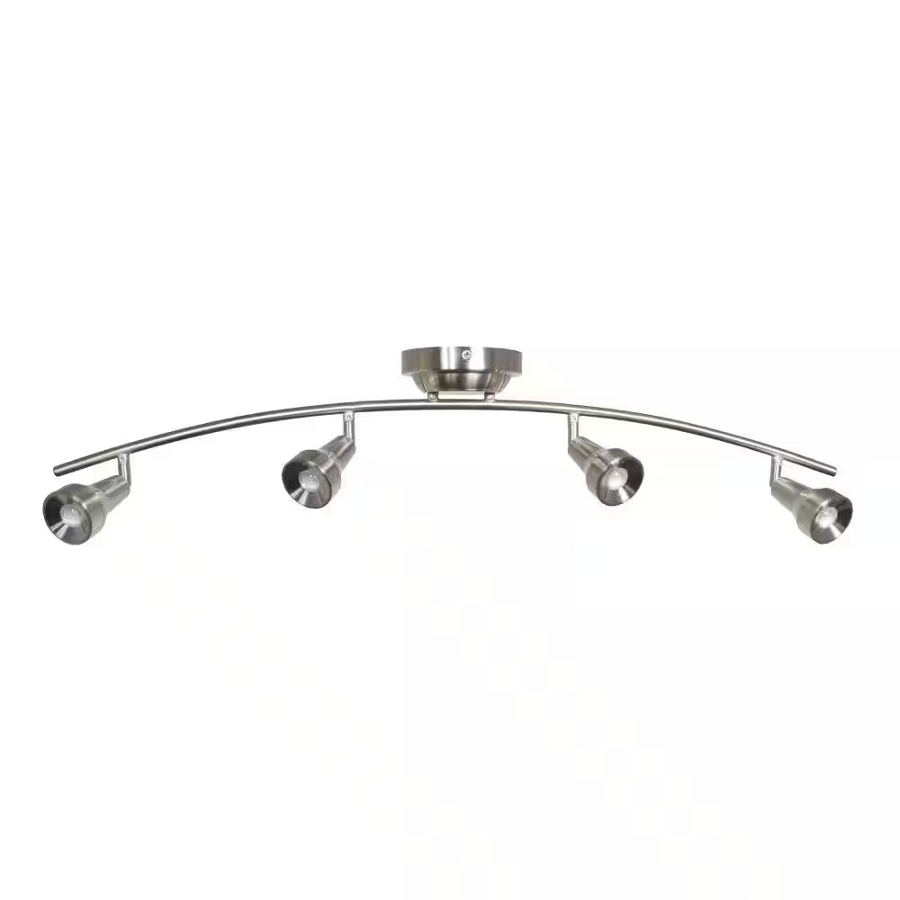 Hampton Bay 108 701 | Kelso 3 ft. 4-Light Satin Nickel LED Fixed Rail with 300/Lumen Heads 108701