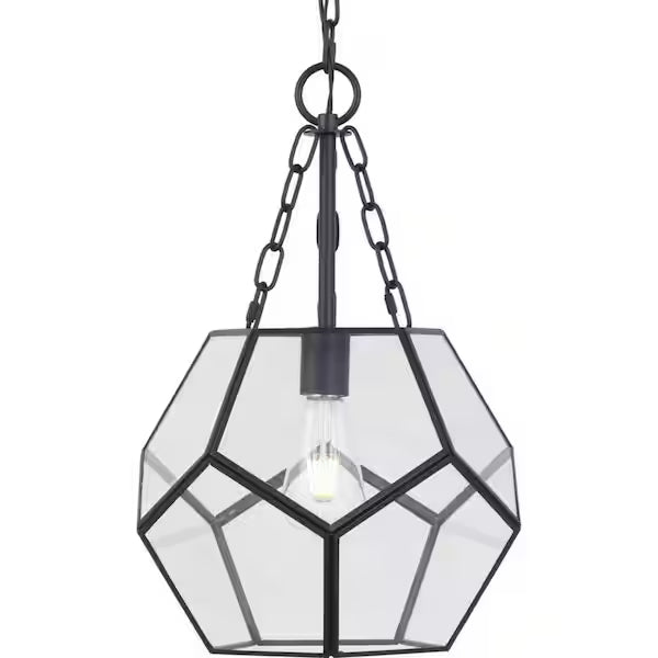 Progress Lighting 1006 626 931 | Wianno 1-Light Matte Black Pendant with Clear Bound Glass Shade