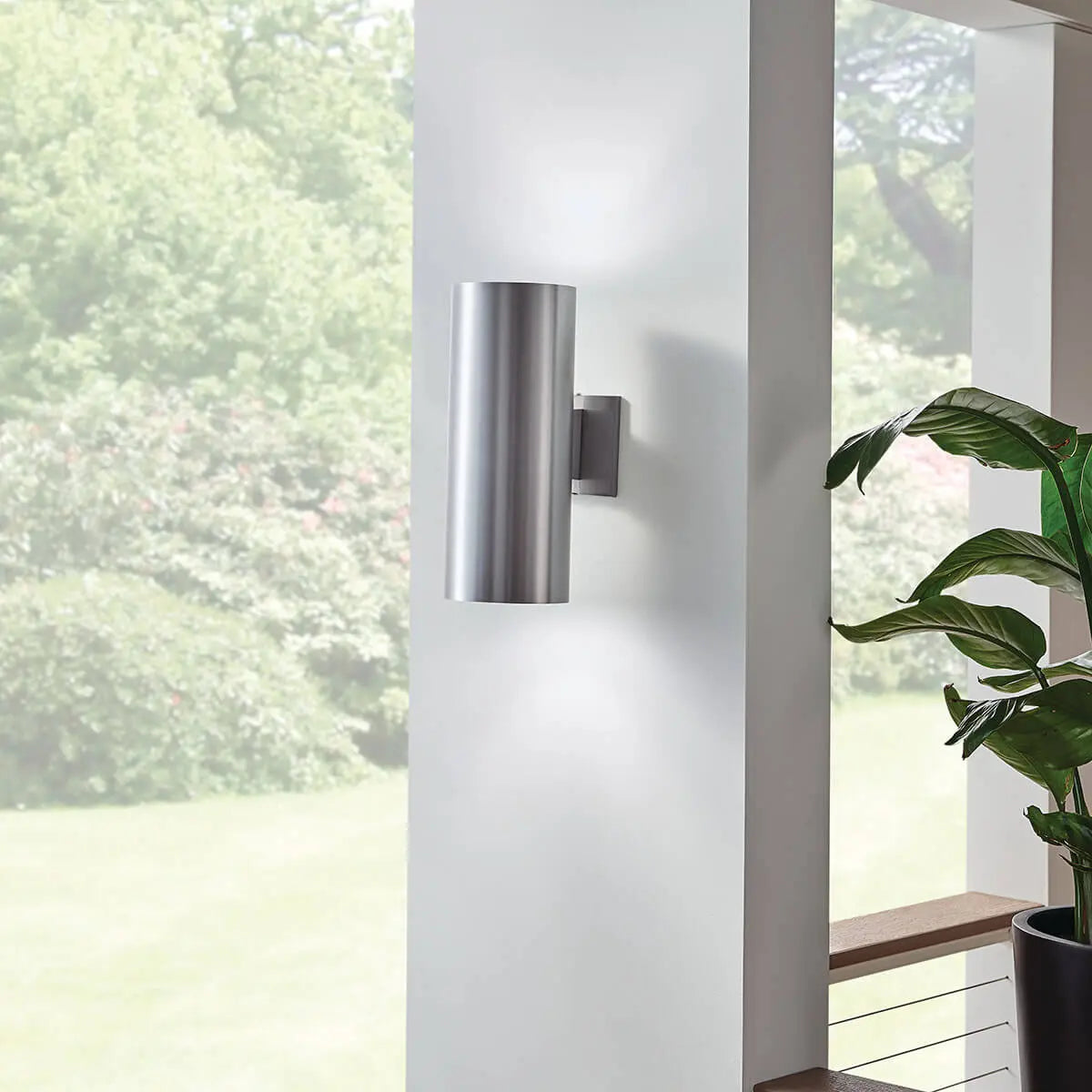 Kichler 9246BA | Two Light Indoor/Outdoor Wall Mount, Brushed Aluminum, 15"