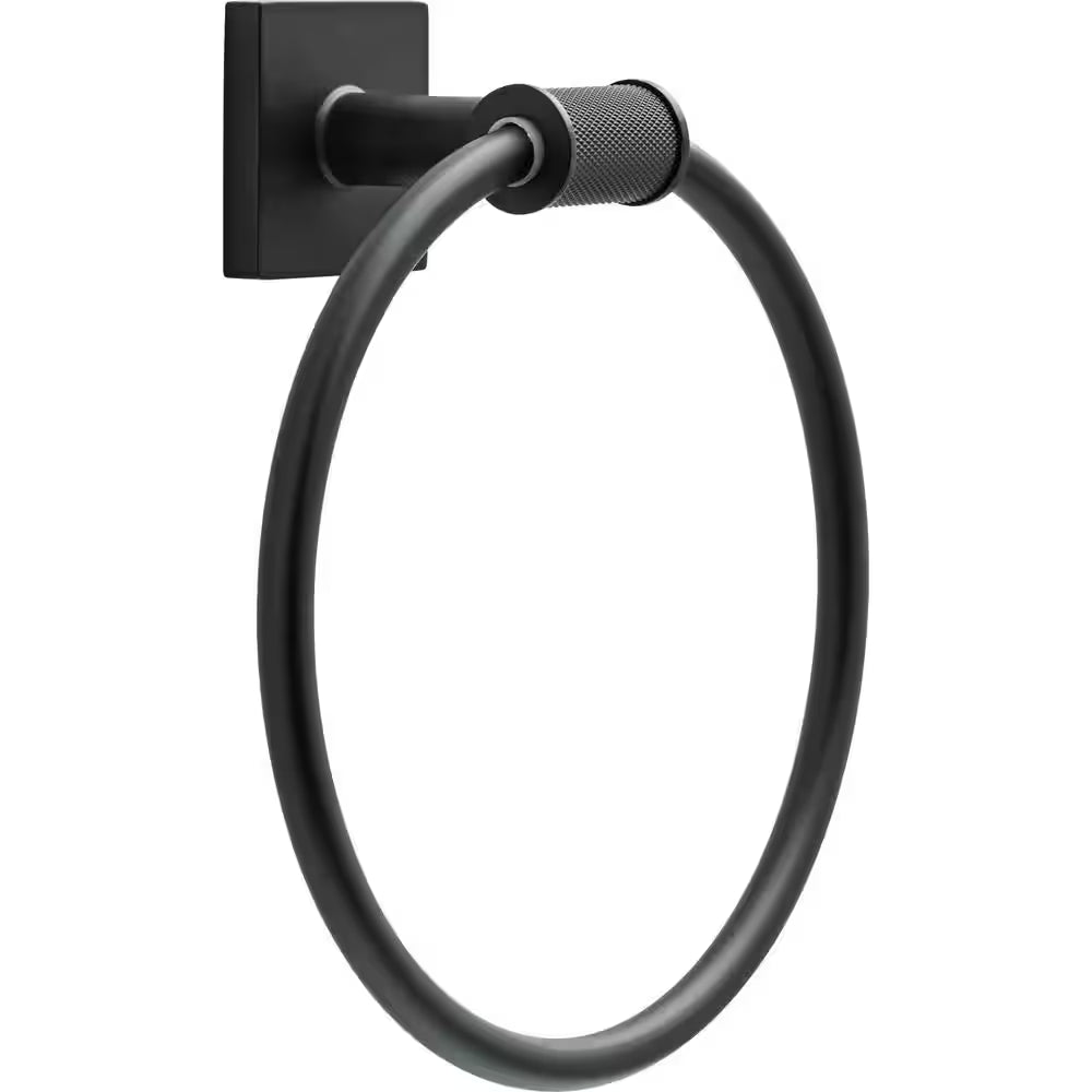 Delta AVE46-MB | Averland Wall Mount Round Closed Towel Ring Bath Hardware Accessory in Matte Black