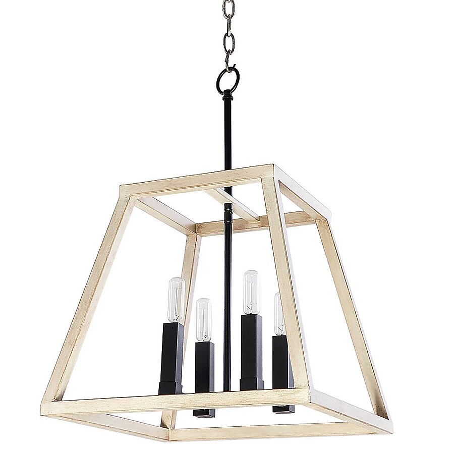 Decor Therapy CH1977 | Lexington 4-Light Black Wood Farmhouse Lantern Hanging Pendant Light