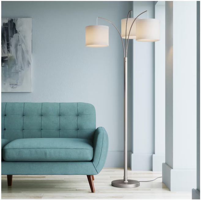 Hampton Bay 1001 731 456 | 78 in. Height 3-Arc Floor Lamp - Brushed Nickel Finish