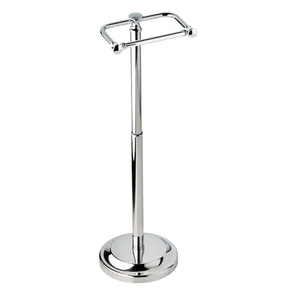 Delta 132851-PC | Silverton Telescoping Free-Standing Pedestal Toilet Paper Holder Bath Hardware Accessory in Polished Chrome
