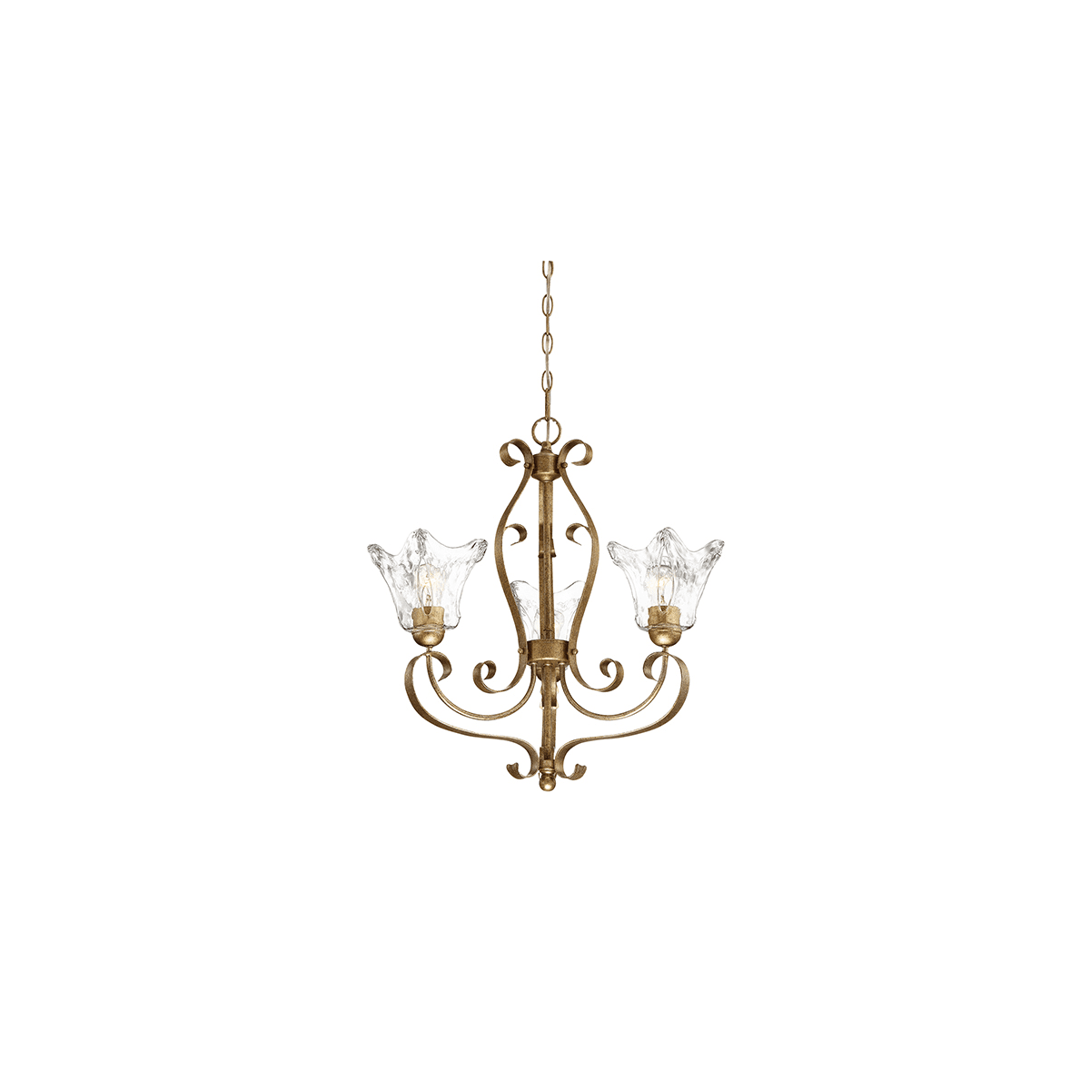 Millennium 7423-VG | Chatsworth 3 Light 23" Wide Chandelier with Fluted Glass Shades, Vintage Gold