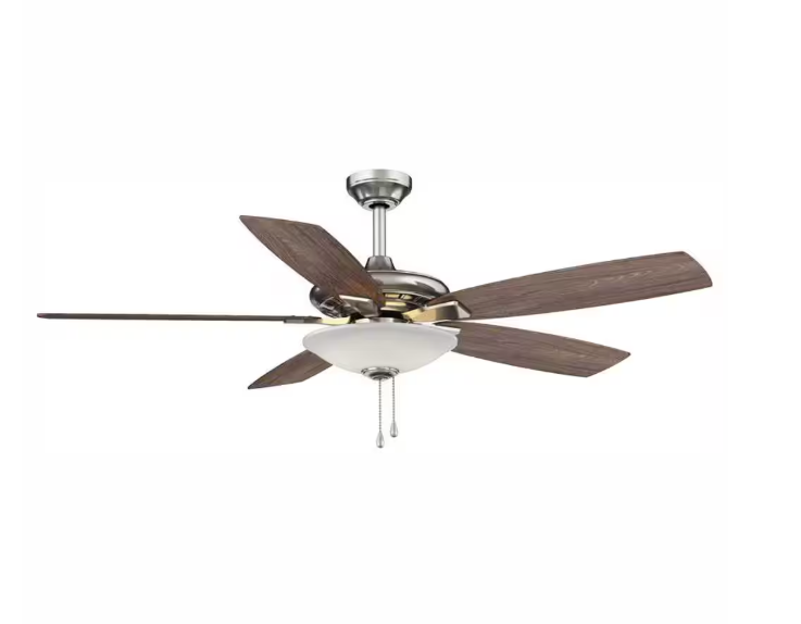 Hampton Bay 1002 586 542 | Menage 52 in. Integrated LED Indoor Low Profile Brushed Nickel Ceiling Fan with Light Kit