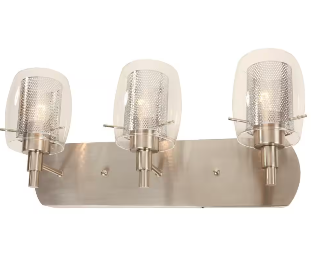 Hampton Bay 1001 300 049 | Lettie 3-Light Brushed Nickel Vanity Light