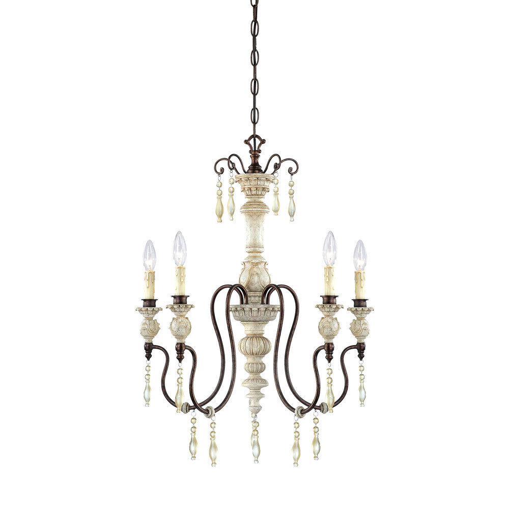 Millennium 7305AW/BZ | Denise 5-Light Antique White/Bronze French Country/Cottage Candle Chandelier