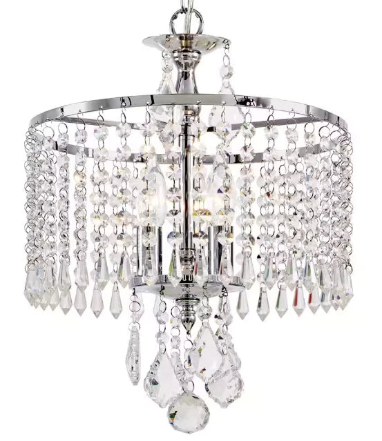 Home Decorators Collection 1001 789 669 | Calisitti 3-Light Polished Chrome Chandelier with K9 Crystal Dangles
