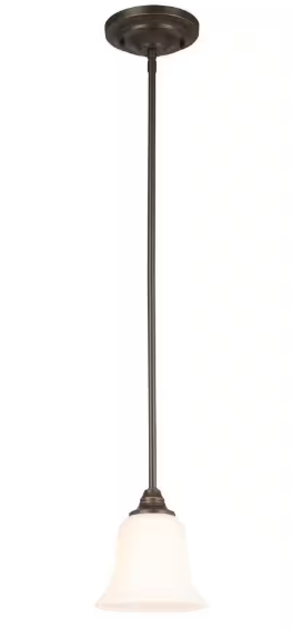 Hampton Bay 1001 409 264 | 1-Light Oil Rubbed Bronze Mini Pendant with Frosted White Glass Shade