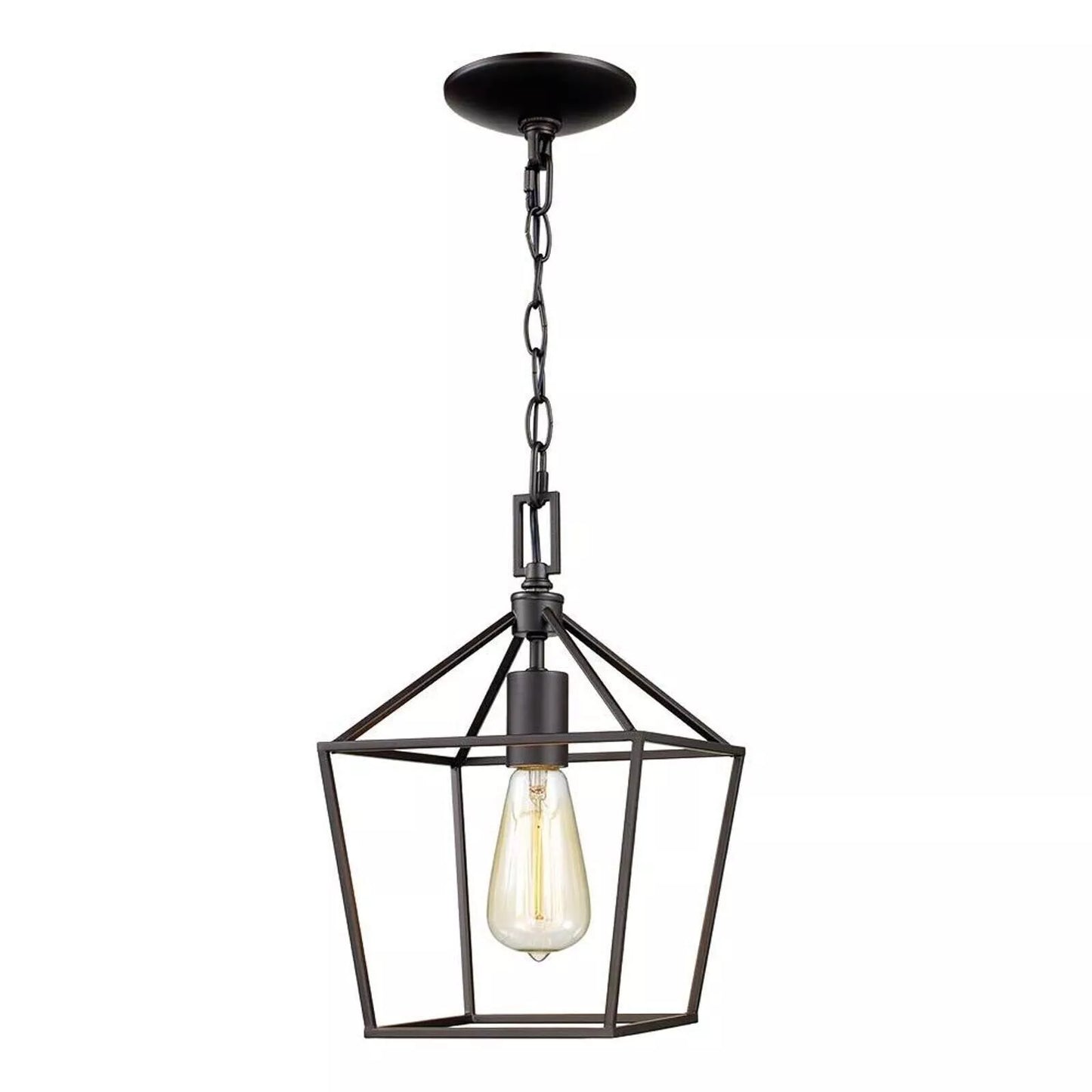 Home Decorators Collection 1006 106 214 | Weyburn 1-Light Bronze Farmhouse Mini Pendant Light Fixture with Caged Metal Shade