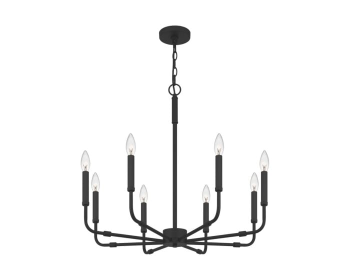 Quoizel ABR5028MBX | Abner 8 Light 28 inch Matte Black Chandelier Ceiling Light