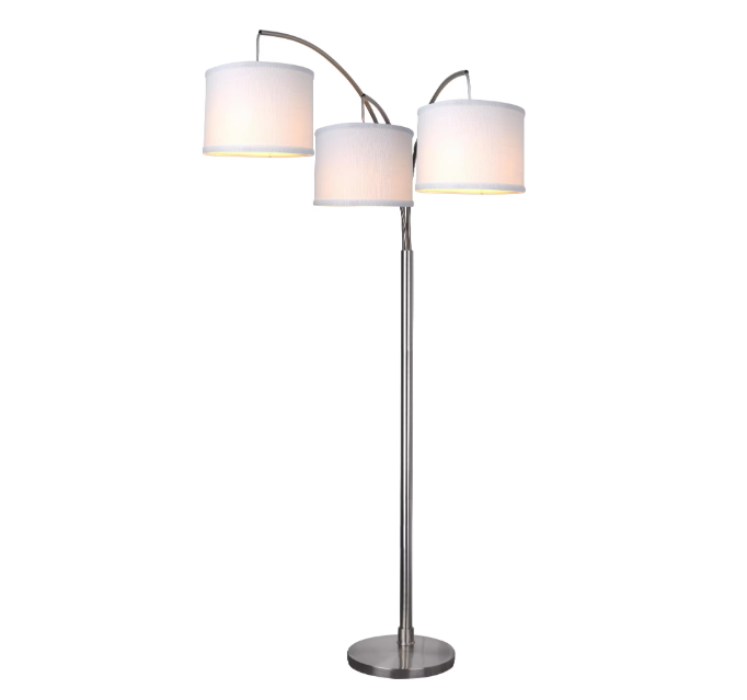 Hampton Bay 1001 731 456 | 78 in. Height 3-Arc Floor Lamp - Brushed Nickel Finish