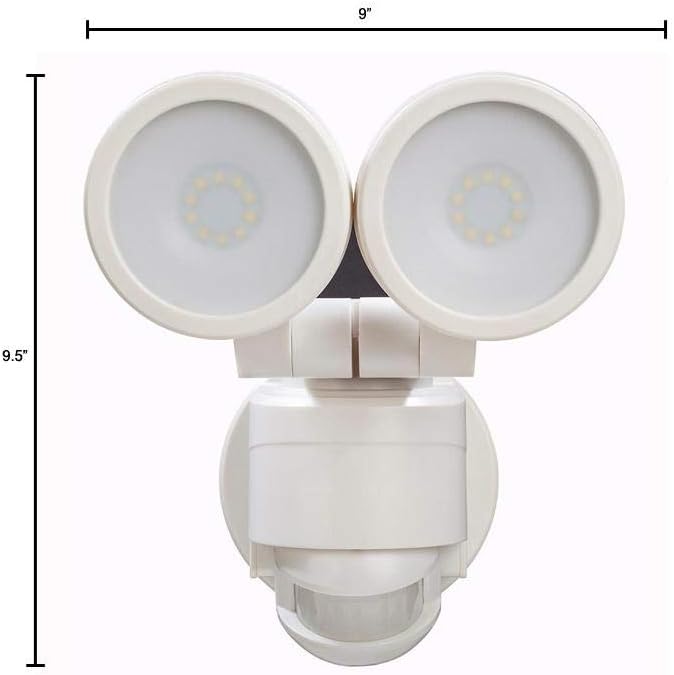 Defiant DFI-5852-WH-G | 180 Degree White Motion Activated Outdoor Integrated LED Twin Head Flood Light