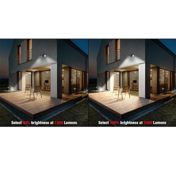 Commercial Electric 1004 868 374 | Dusk to Dawn Sensor Bronze Exterior Outdoor Twin Head LED Flood Light Security 1200 to 2400 Lumens 4000K Wet Rated