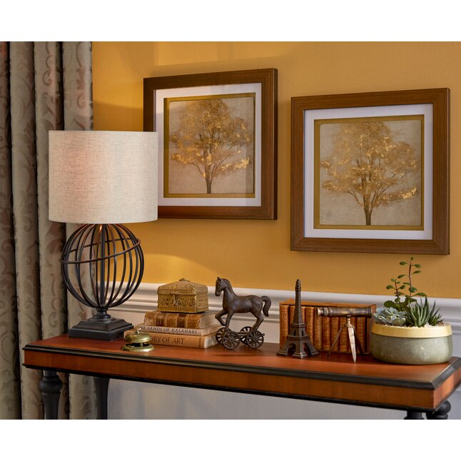allen + roth 0616189 | 9-in x 13-in Tan Linen Fabric Drum Lamp Shade
