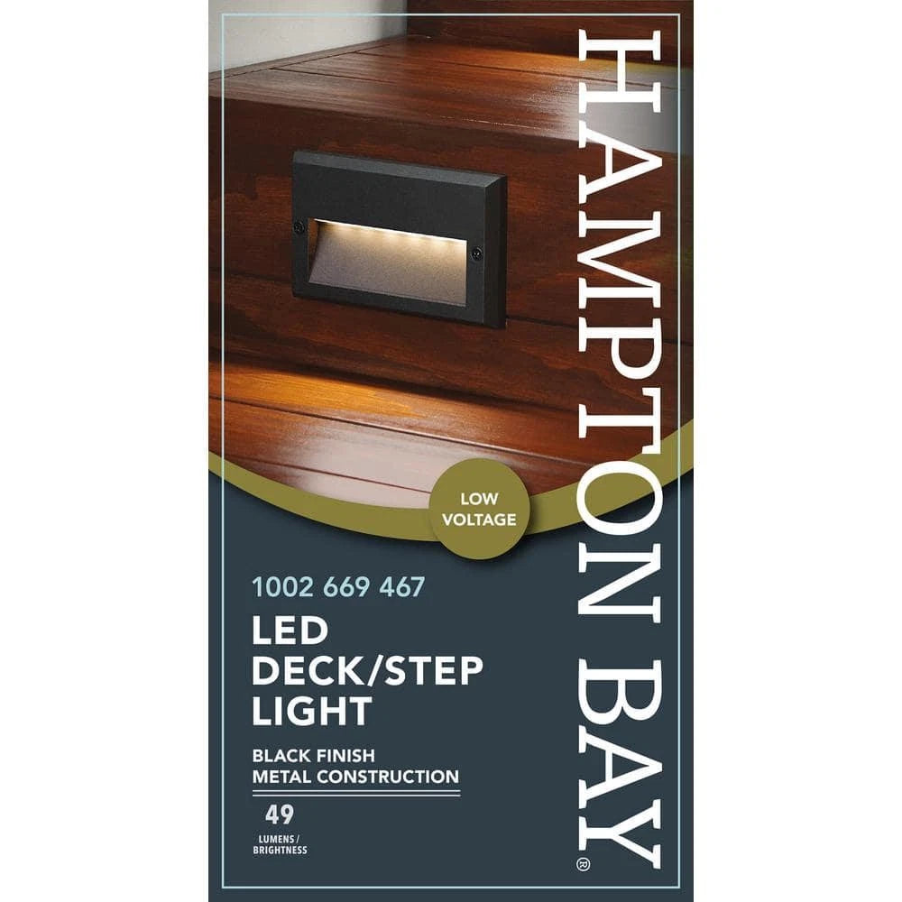 Hampton Bay 1002 669 467 | 49 Lumen 5.5 in. Low Voltage Black Integrated LED Deck Light