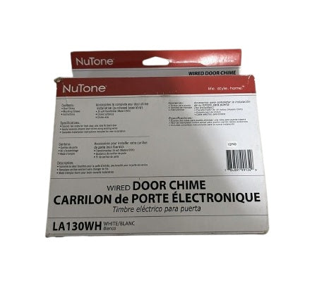 Broan-NuTone LA130WH | Decorative Wired Door Chime – High Gloss White – 2-Note Front / 1-Note Rear – 7.5\" x 5.75\" x 2.375\"