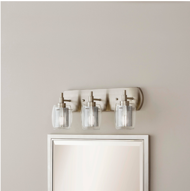 Hampton Bay 1001 300 049 | Lettie 3-Light Brushed Nickel Vanity Light