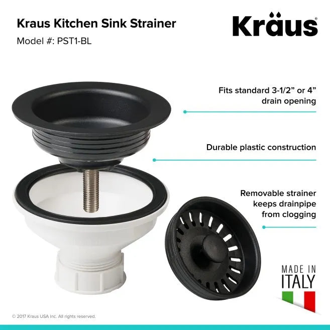 Kraus PST1-BL-C | Kitchen Sink Strainer in Black