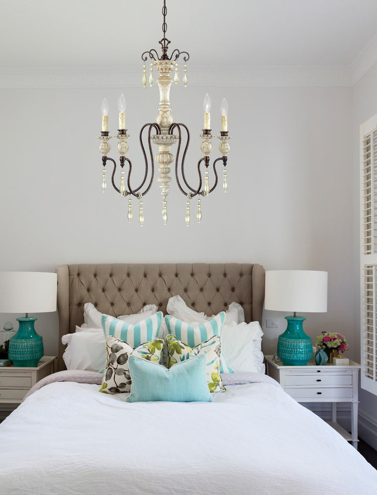 Millennium 7305AW/BZ | Denise 5-Light Antique White/Bronze French Country/Cottage Candle Chandelier