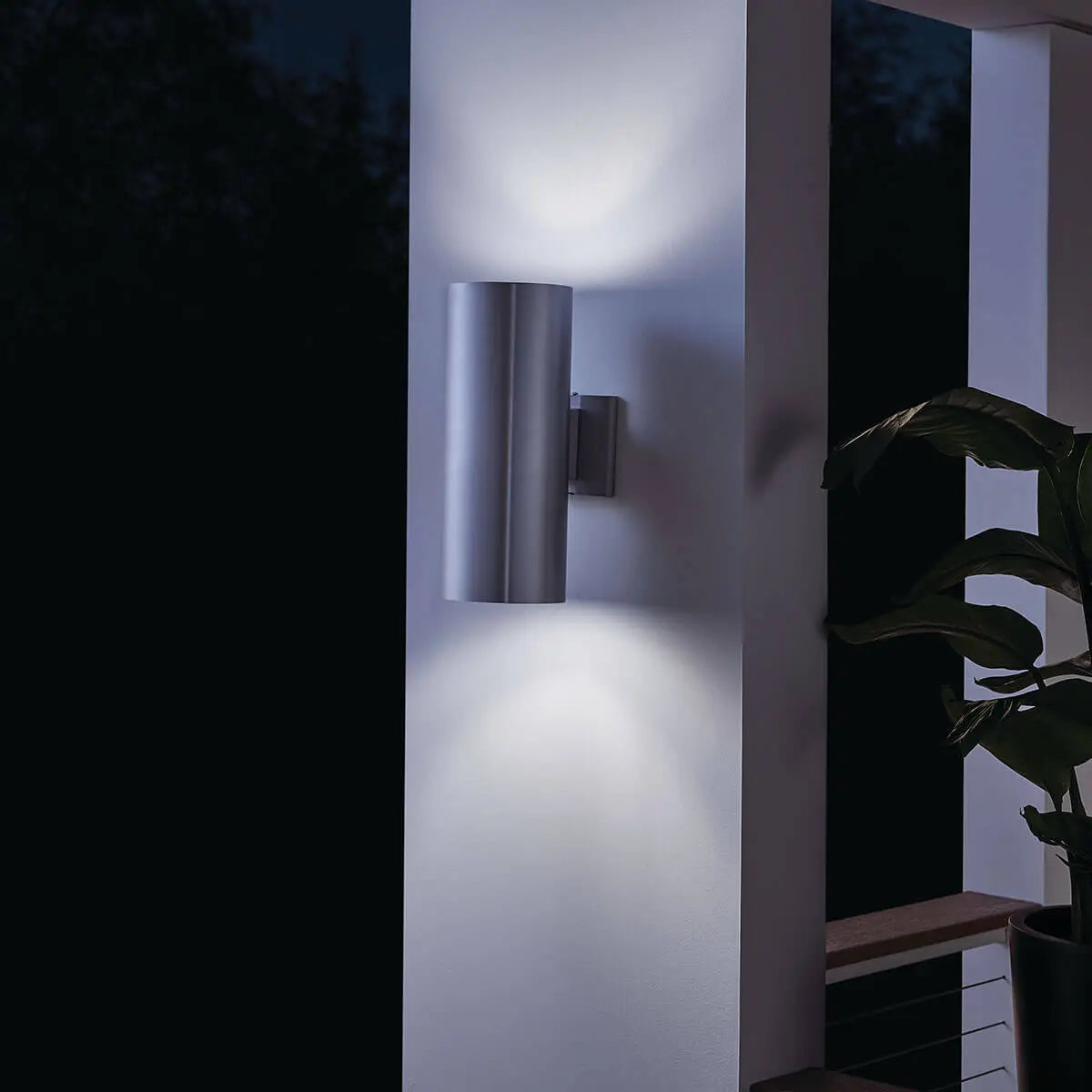 Kichler 9246BA | Two Light Indoor/Outdoor Wall Mount, Brushed Aluminum, 15"