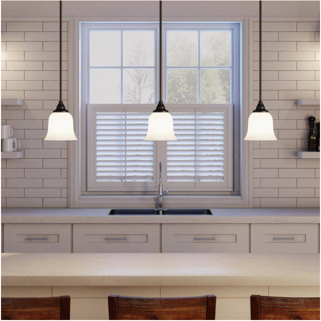 Hampton Bay 1001 409 264 | 1-Light Oil Rubbed Bronze Mini Pendant with Frosted White Glass Shade
