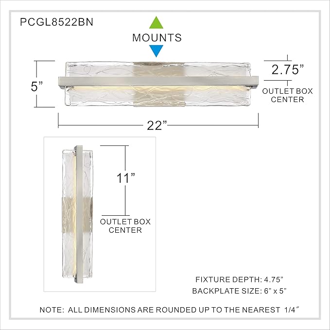 Quoizel PCGL8522BN | Platinum Glacial 1 Light Contemporary Bath Vanity - 5 Inches high