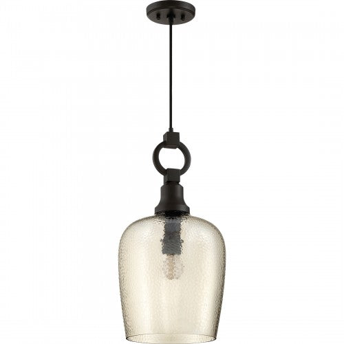 Quoizel CKKD1512WT | Kendrick Single Light 11-1/2" Wide Pendant with Smoked Hammered Glass Shade