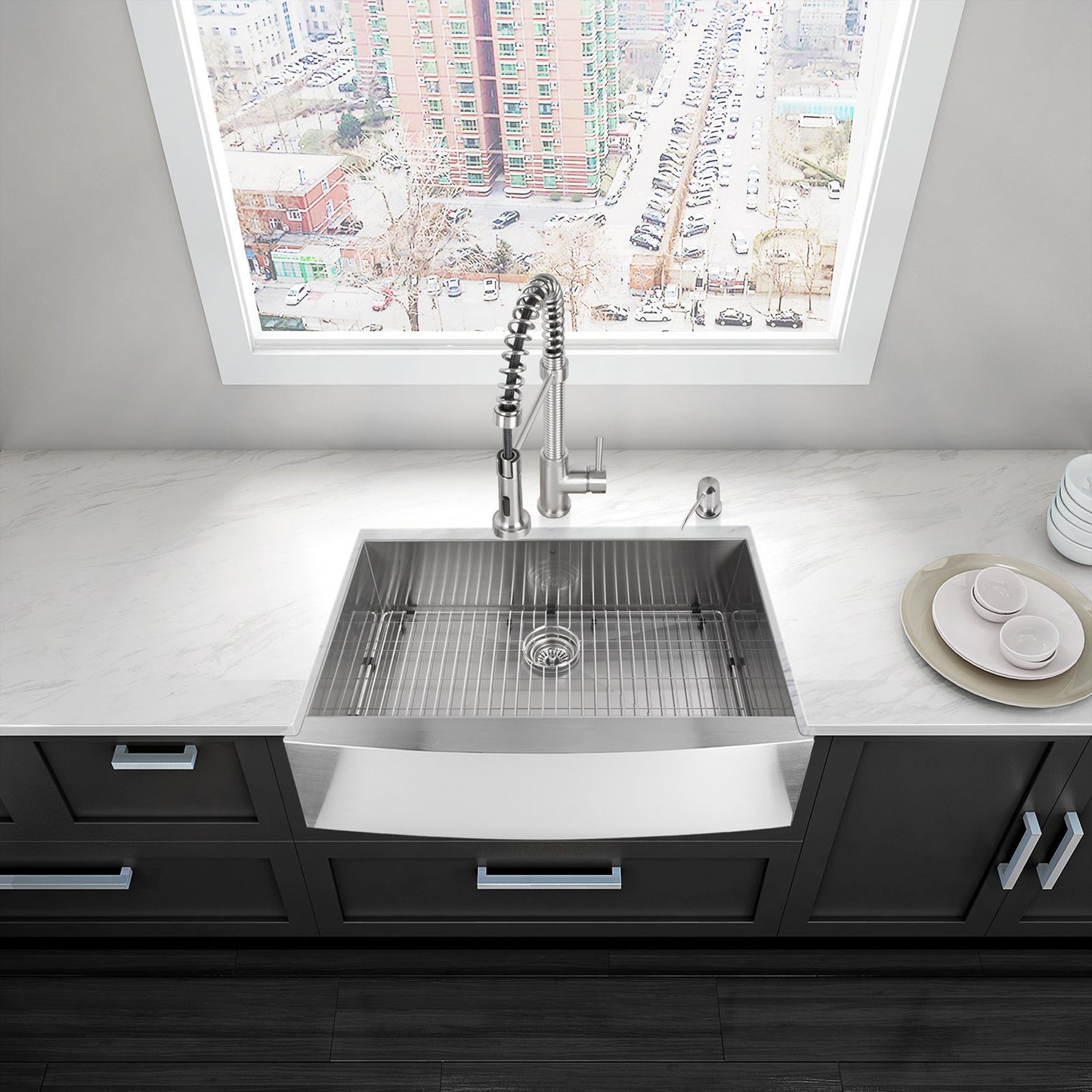 30 " x 22" - 1/4" x 10" Satin Kitchen Sink | AFS3022F