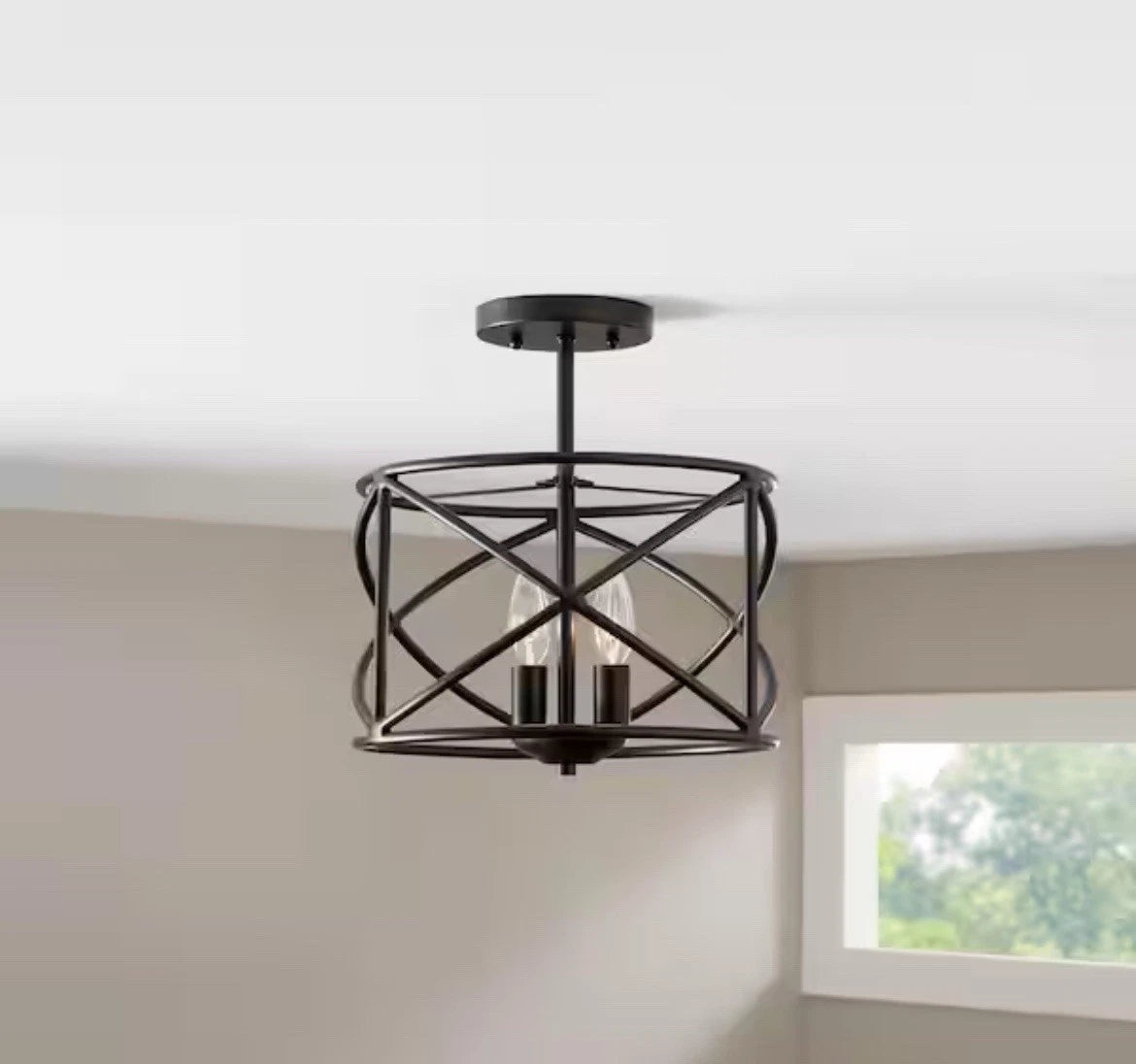 Hampton Bay 1003 418 679 | Hastings 60-Watt 1-Light Oil Rubbed Bronze Contemporary Pendant Light with Open Cage Design and No Bulbs Included