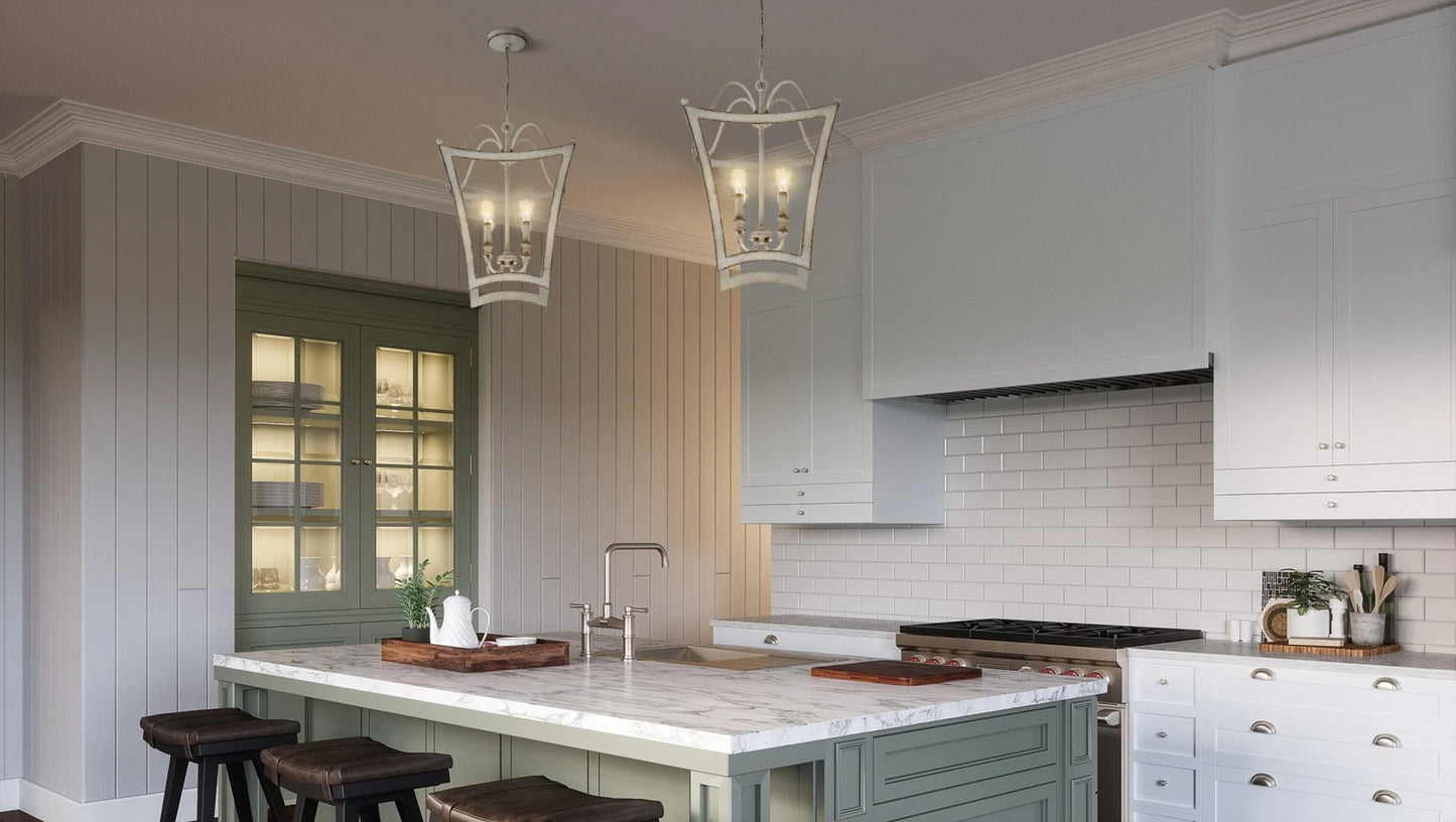 Quoizel SUM5216WH | Summerford 4 Light 16"W Taper Candle Pendant - Antique White