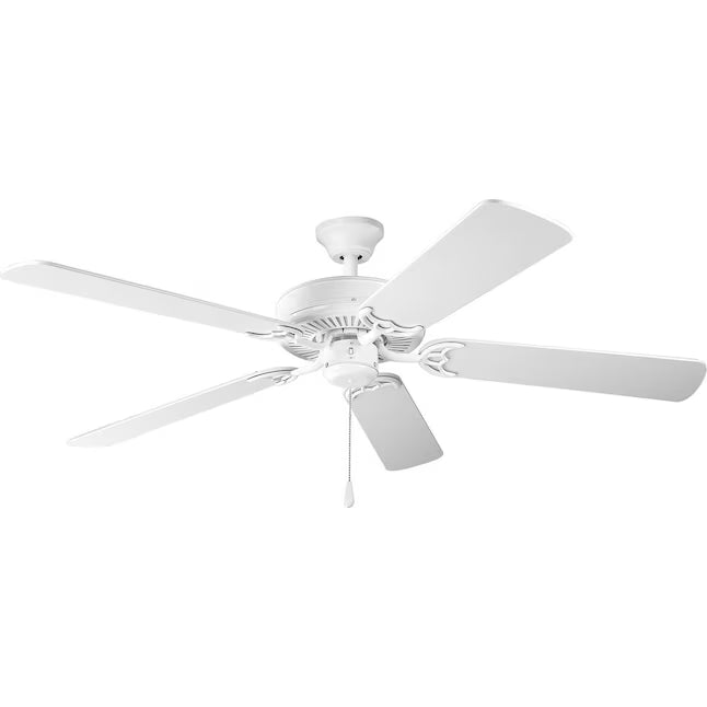 Progress Lighting P2501-30W | AirPro Builder 52-in Downrod or Flush Mount White with White Blades Ceiling Fan Light Kit Compatible ( 5 -Blade )