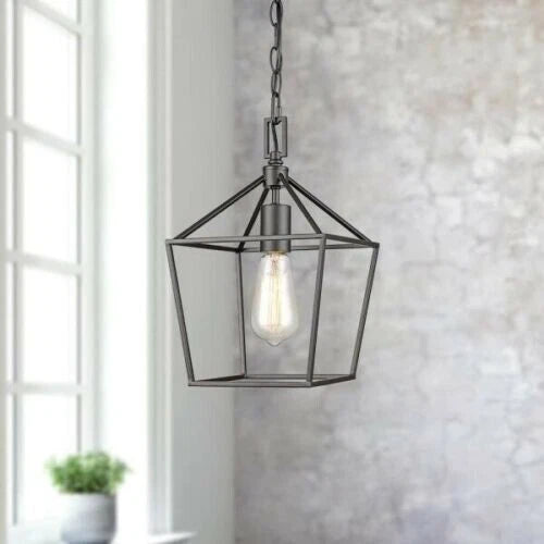 Home Decorators Collection 1006 106 214 | Weyburn 1-Light Bronze Farmhouse Mini Pendant Light Fixture with Caged Metal Shade