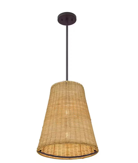 DSI Lighting 1006 016 996 | Cambria 2 -Light Dark Brown Pendant with Rattan Shade