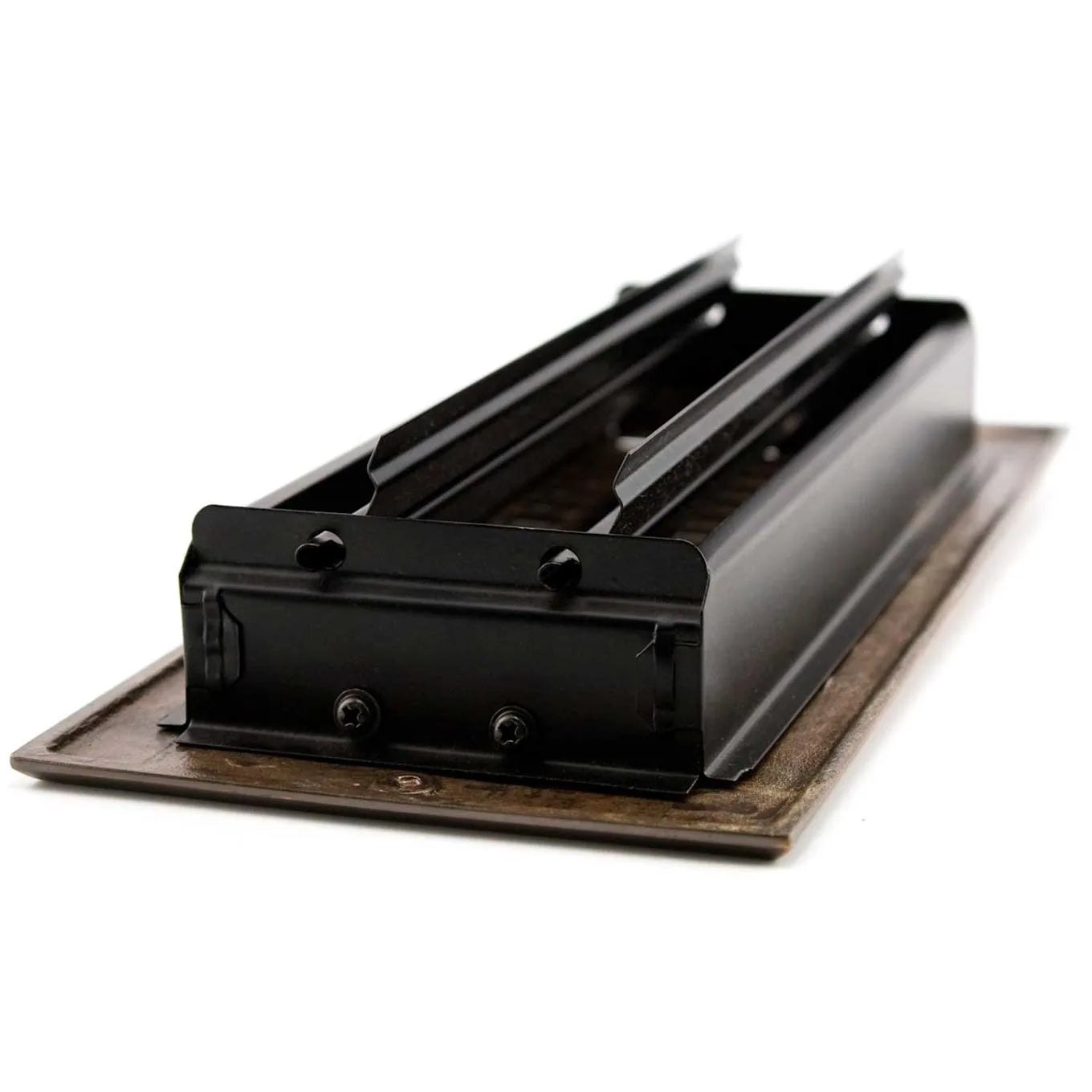 Signature Hardware VIC414-ANB | 4 x 14" Victorian Brass Floor Register-Antique Brushed Nickel and Black