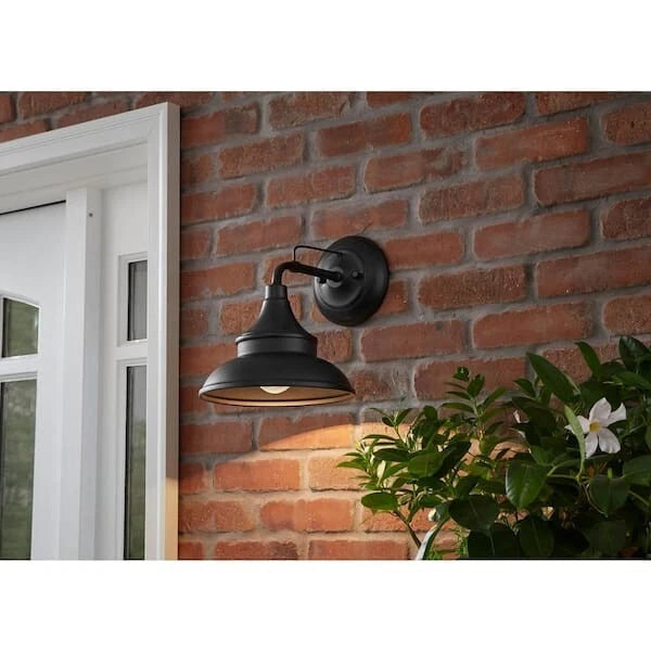 Hampton Bay 1005 027 913 | Wetherby 11 in. Black Barn Outdoor Wall Light Sconce
